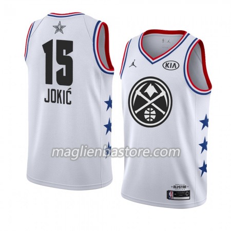 Maglia Denver Nuggets Nikola Jokic 15 2019 All-Star Jordan Brand Bianco Swingman - Uomo